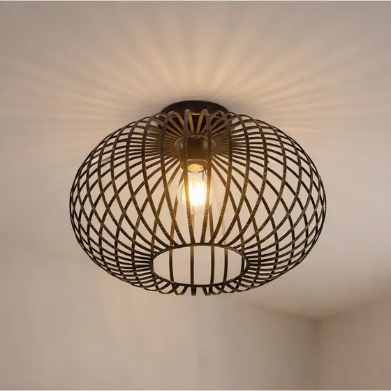 Lampa sufitowa Lindby Rosalea czarna/mosiężna, metal, 40 cm