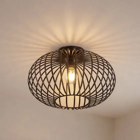 Lindby Rosalea Lampa Sufitowa Black/Copper, Metal, 40 cm