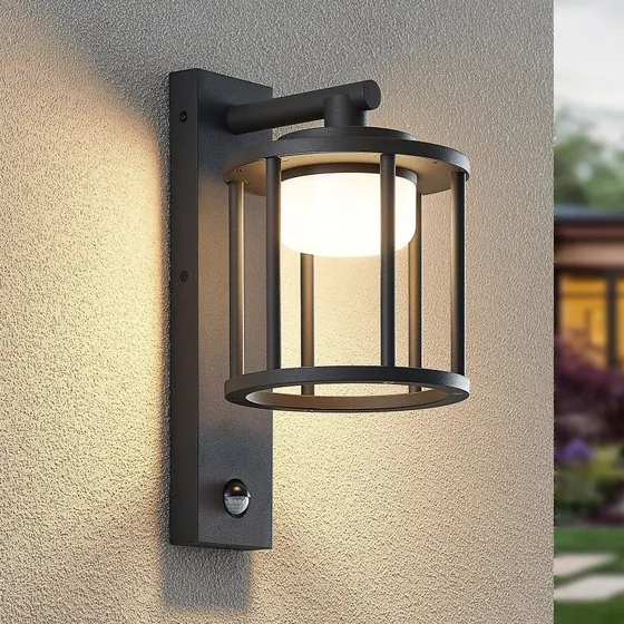 Lucande Berenike Lampa Ścienna z Czujnikiem Ruchu, Antracyt