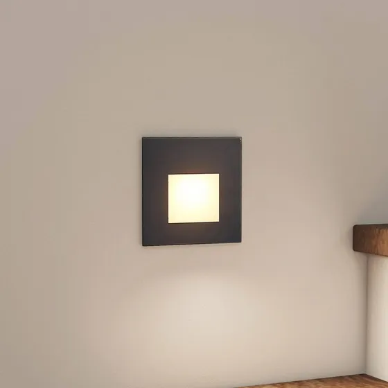 Arcchio Vexi Square LED Wbudowana Lampa Ścienna CCT Black 7,8x7,8cm