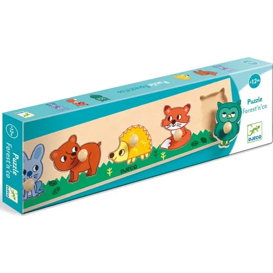 Djeco Lene Zwierztka  drewniane puzzle z uchwytami 12m+