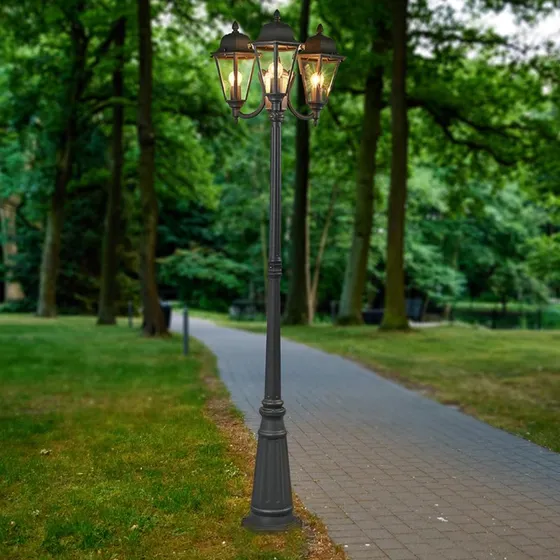 Lindby Edana Lampa Ogrodowa 212 cm Antracyt 3-punktowa E27 IP44