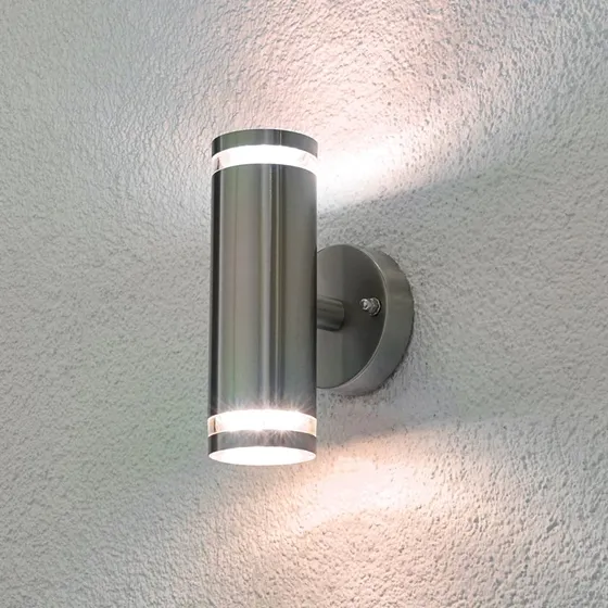Lindby Tiberius Zewnętrzna Lampa Ścienna LED - Stal Nierdzewna