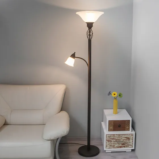 Lucande Lampa stojąca Dunja, biała/rdzawa, metalowa