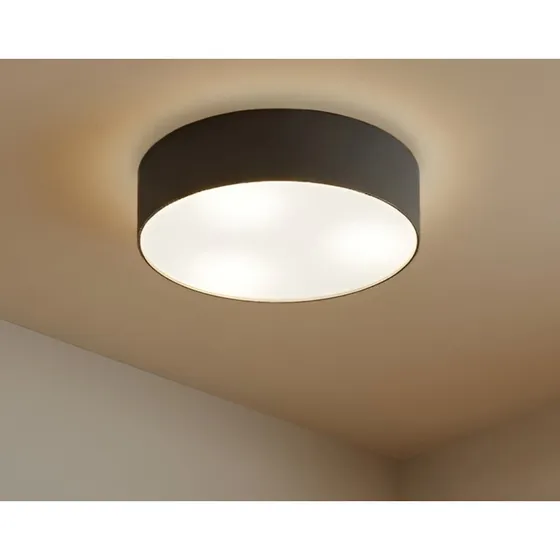 Lampa sufitowa Lindby Sebatin, Ø 40 cm, szara, tkanina, E27