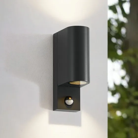 Lindby Palina - Zewnętrzna Lampa Ścienna z Czujnikiem, Grafit