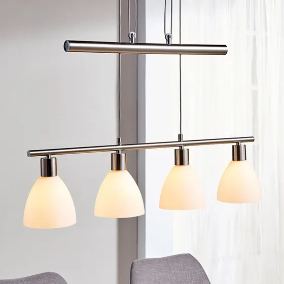 Lampa wisząca Lindby Simeon, nikiel, szkło, 73 cm, E14