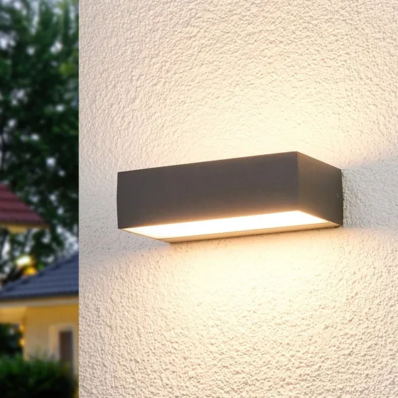 Lucande Lissi Kinkiet Zewnętrzny LED IP54 Antracyt 21 cm