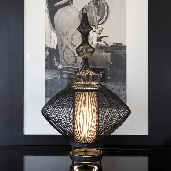 Lampa stołowa Forestier Opium, czarna