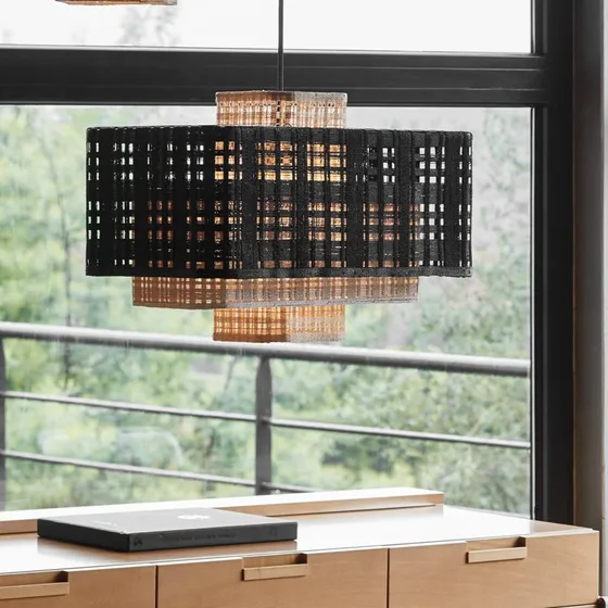 Lampa wisząca Forestier Matrix - beżowy/biały/czarny