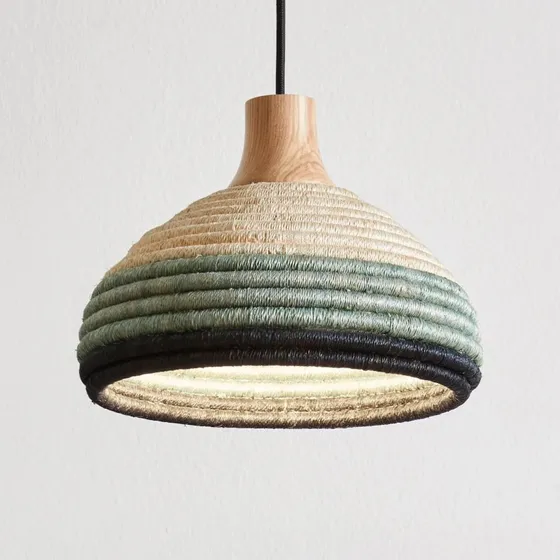 Forestier Grass XS Żyrandol niebieski, rattan i abacá