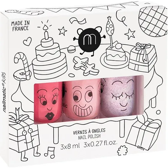 Nailmatic Kids Party B zestaw lakierów Cookie, Bella i Elliot 3x8ml