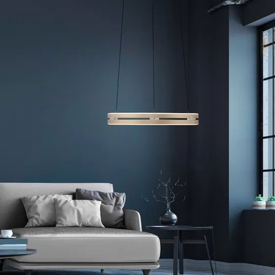 Paul Neuhaus PURE E-Loop Żyrandol LED, Kość Słoniowa/Złoto, Ø 50 cm