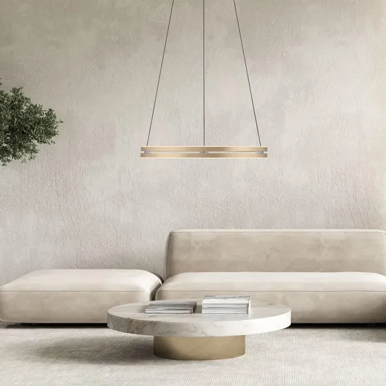 Paul Neuhaus PURE E-Loop Żyrandol LED, Kość Słoniowa/Złoto, Ø 70 cm