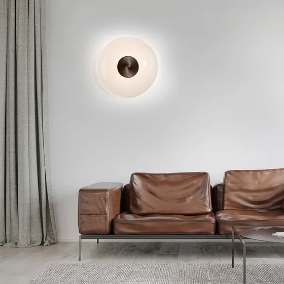 Kinkiet LED Vitrum PURE, brązowy/szkło opalowe, Ø 22 cm