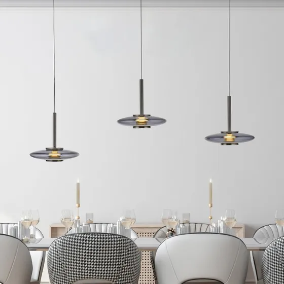 Żyrandol LED PURE Vitrum, szara, szkło/aluminium, 3-punktowa