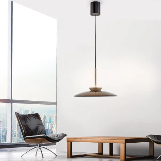 PURE PURE E-Moon Żyrandol LED, brązowy, szkło bursztynowe, Ø50 cm