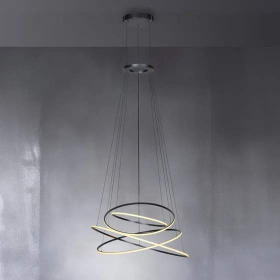 Paul Neuhaus Żyrandol LED PURE E-Flying Rings, Mystic Grey, Ø110 cm