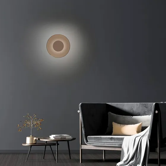 PURE PURE Moon Kinkiet LED, brązowy, Ø 32 cm, szkło bursztynowe