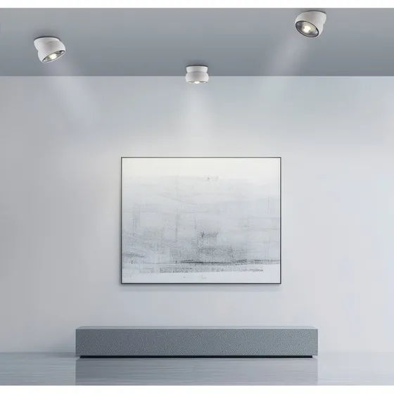 Reflektor sufitowy LED PURE Move, biały, Ø 12 cm, metal/szkło