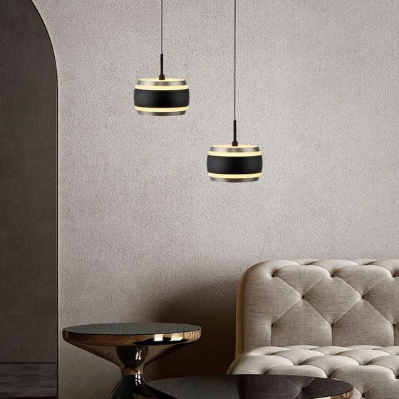 Żyrandol LED Falling Rings PURE, czarny, Ø 13 cm, CCT