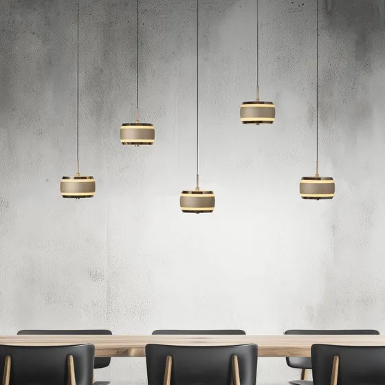 Żyrandol LED PURE Falling Rings, brązowy, 101 cm, 5-punktowy
