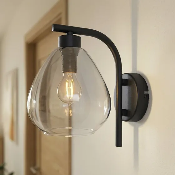 Lindby Pendura Lampa Ścienna Ø15 Czarny/Przydymiony Szary