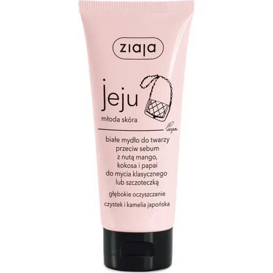 Ziaja Jeju białe mydło do twarzy przeciw sebum, mango, kokos, papaja 75ml
