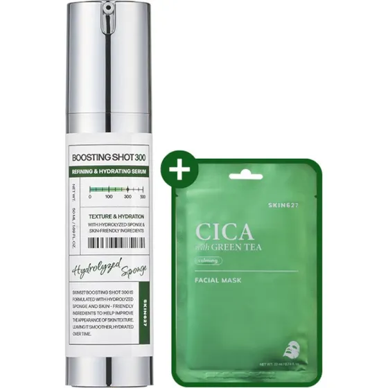 SKIN627 Boosting Shot 300 + Cica Green Tea Set (Serum 50ml + Maska 22ml)