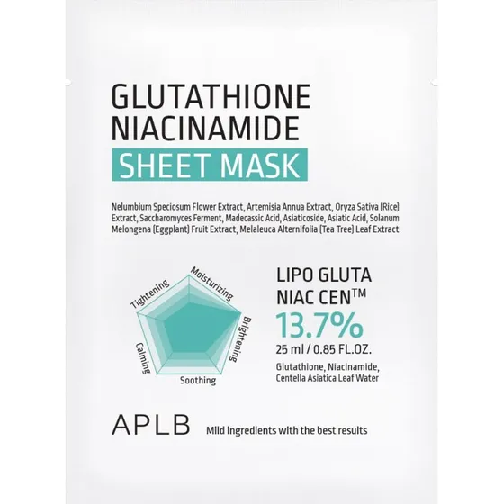APLB Glutathione Niacinamide Sheet Mask - Maska rozjaśniająca 25ml