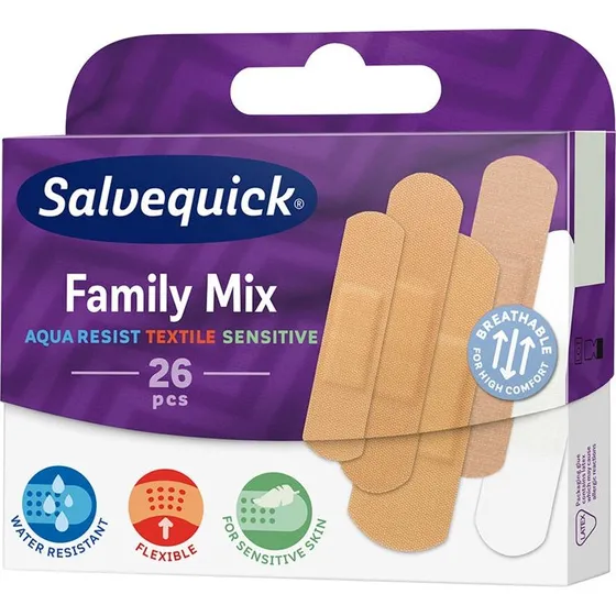 Salvequick Family Mix zestaw plastrów opatrunkowych 26 szt.