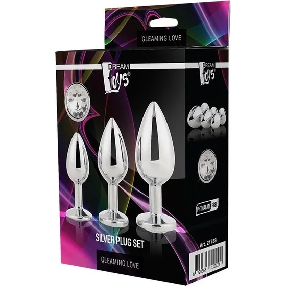 Dream Toys Gleaming Love Silver Plug Set - zestaw 3 sztuk