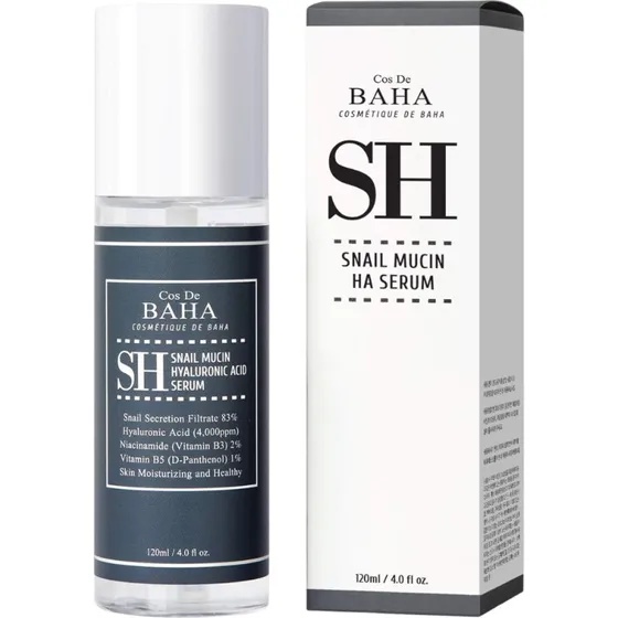 COS DE BAHA SH Snail Mucin Hyaluronic Acid Serum, 120 ml