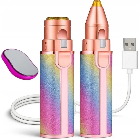 Golarka damska 2w1 USB LED do brwi, twarzy i ciaa