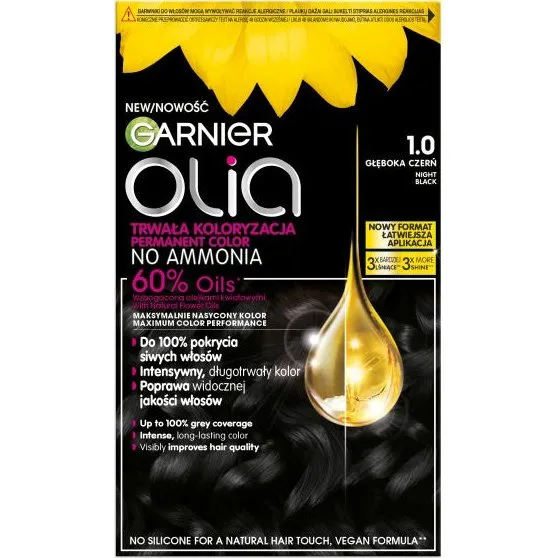 Garnier Olia 1.0 Głęboka Czerń - Trwała Farba do Włosów