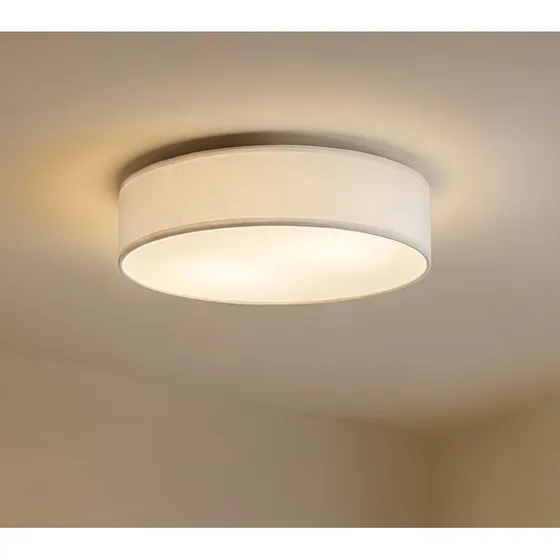 Lampa sufitowa Lindby Sebatin, Ø 50 cm, biała, tkanina, E27