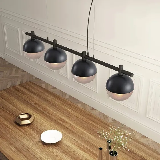 Lucande Dustian lampa wisząca, 4-punktowa, czarno-szklana