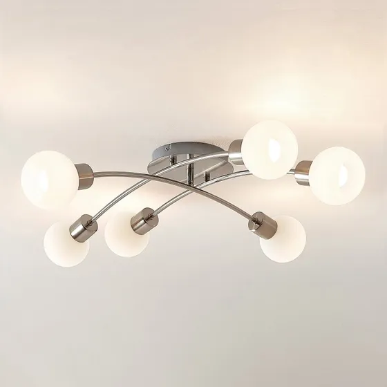Lampa sufitowa Lindby Agmar 6 Nikiel - Nowoczesna