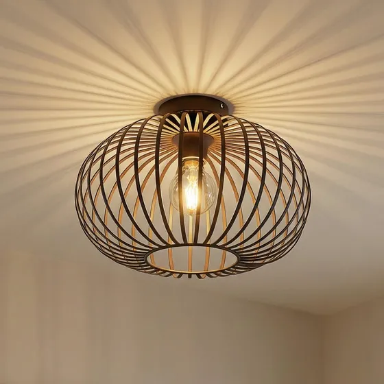 Lampa sufitowa Lindby Nahele Coffee - brązowa, metalowa, Ø 40 cm