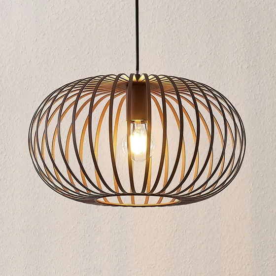 Lindby Nahele Lampa Wisząca Brown, Metal, Ø 40 cm