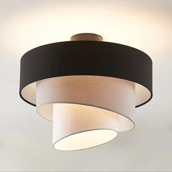 Lindby Coria Lampa Sufitowa Black/Grey - Tekstylna
