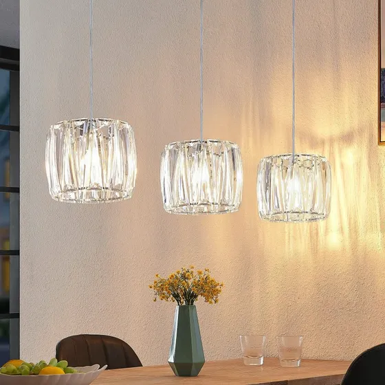 Lindby Sofia Lampa Wisząca Transparent/Chrome 107 cm