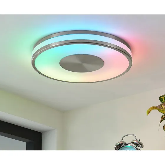 Lindby Fjella Lampa Sufitowa LED RGB CCT Nickel/White