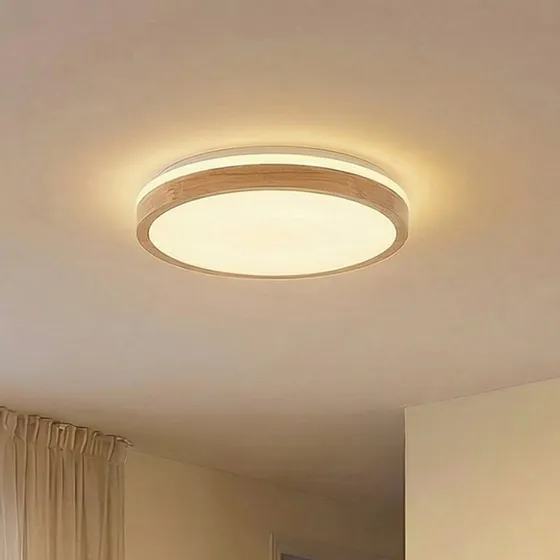 Lindby Emiva Top Lampa Sufitowa Wood/White Ø 49 cm