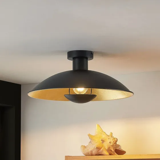 Lampa sufitowa Lindby Narisara Ø 40 cm, czarno-złota, E27