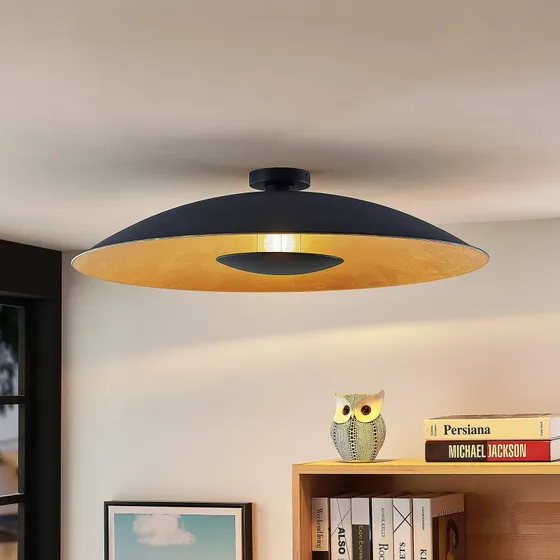 Lampa sufitowa Lindby Narisara, Ø 80 cm, czarno-złota