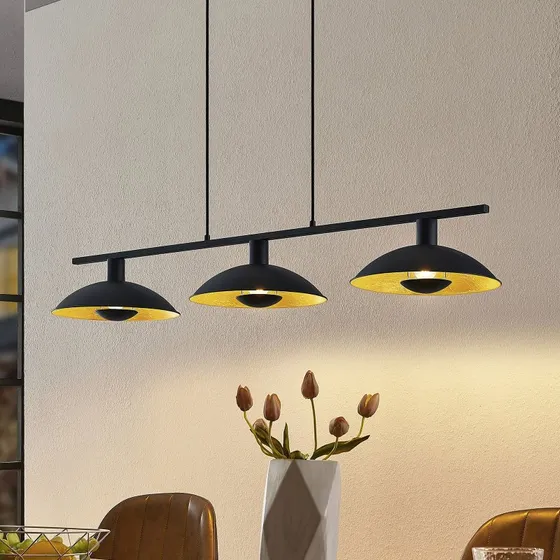 Lindby Narisara Lampa Wisząca Black/Gold 118 cm, 3-punktowa