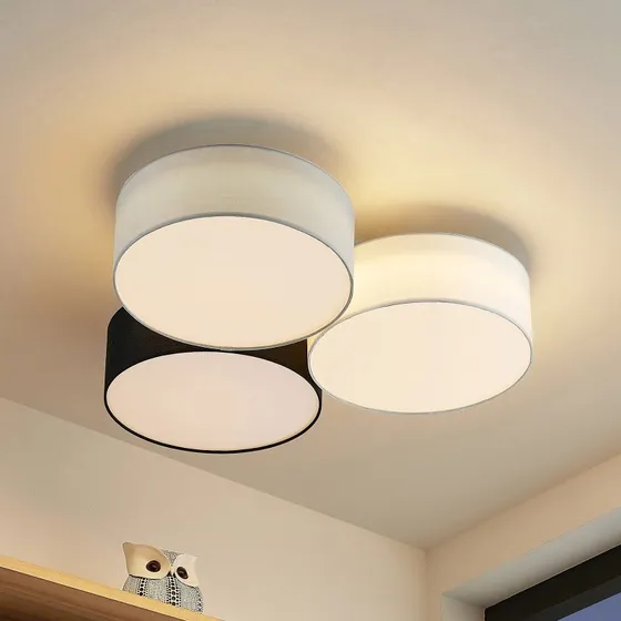 Lampa sufitowa LED Lindby Janita, trójkolorowa, tekstylna