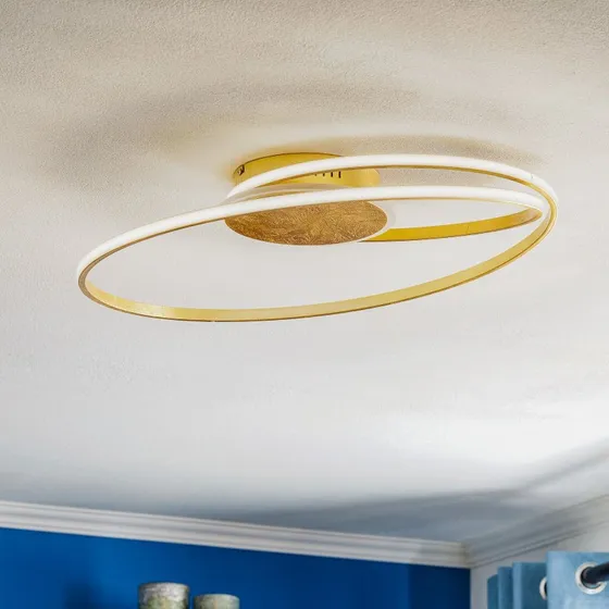 Lampa sufitowa LED Dorle Lindby, Ø 60 cm, złota