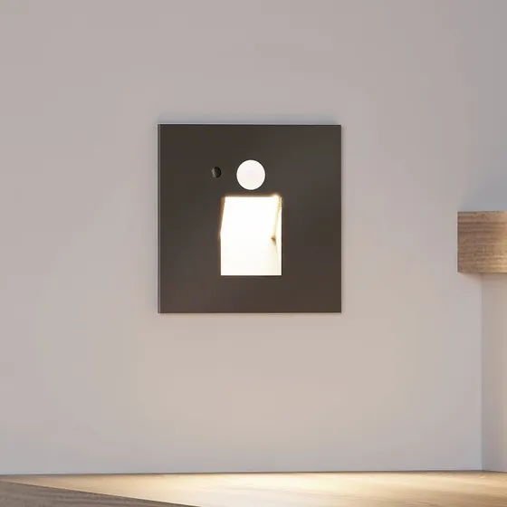 Arcchio Neru Square LED Kinkiet Wpuszczany z Czujnikiem Ruchu - Czarny